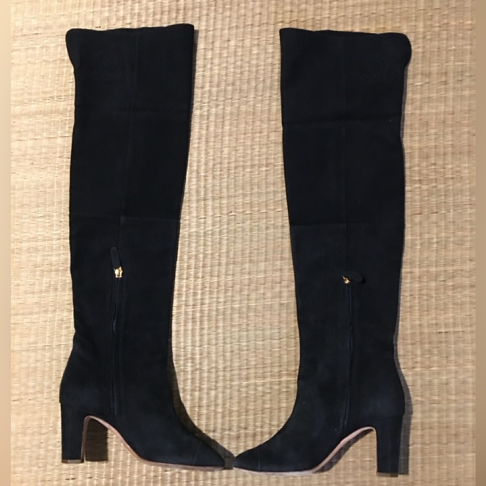 Authentic Chanel Black Suede Over-the knee Riding Boots - Size 38 (US 7 - 7.5) - Picture 6 of 12